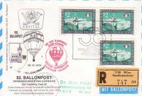 52. Ballonpost Feldkirch 26.10.1974 Raiffeisen Reko Karte